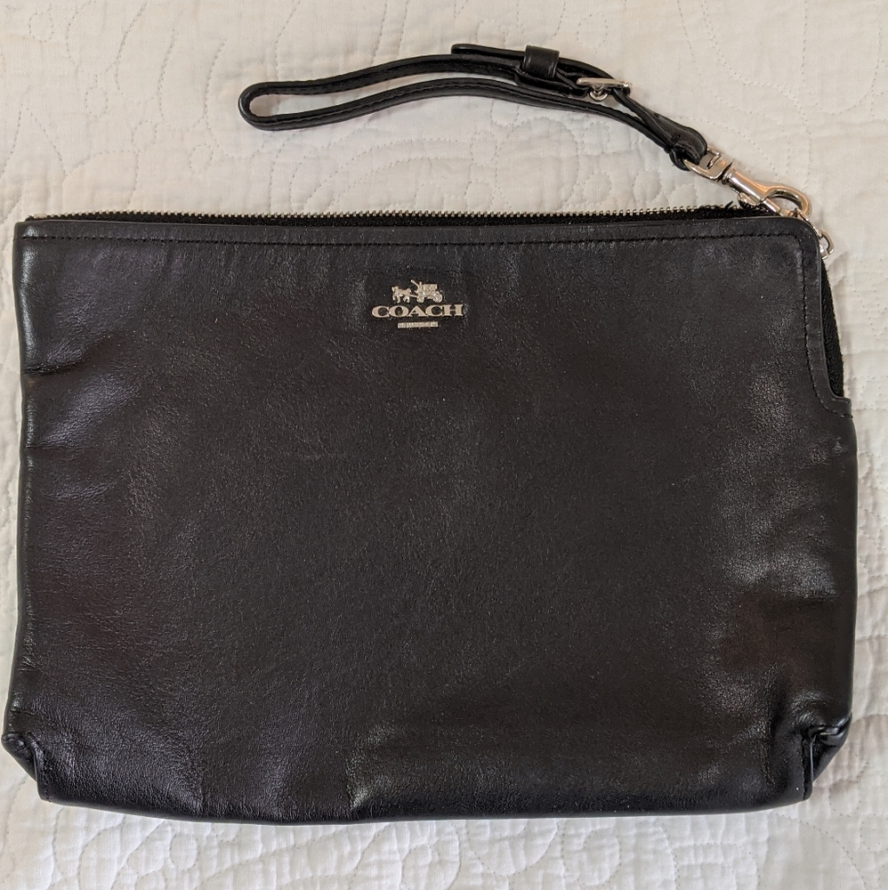 Coach Black Leather Clutch Handbag